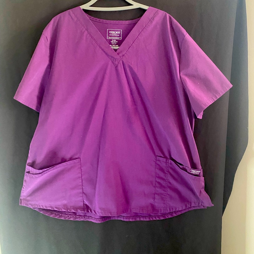 Cherokee Women’s Scrubs Eggplant Top 2XL Pants XL